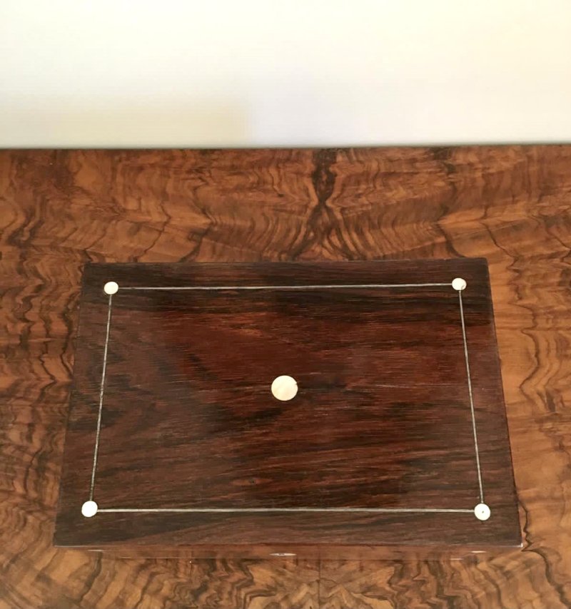 Antique Victorian Rosewood & Mother-Of-Pearl Jewellery/Sewing Box - Image 2